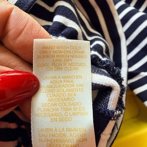 Kate Spade Striped Top Womens XS Navy White Ruffle Hem Nautical Preppy Chic - Picture 10 of 11